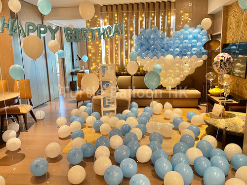 藍白心心求婚佈置套餐 - Turtle Balloon