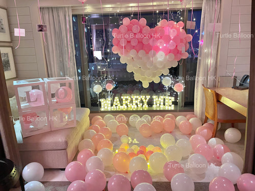 粉白心心求婚佈置套餐 - Turtle Balloon