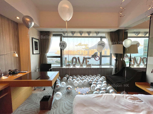 銀白燈牌求婚佈置 - Turtle Balloon HK
