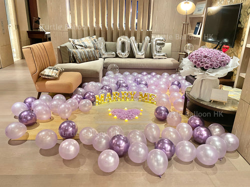 紫色求婚佈置 - Turtle Balloon HK