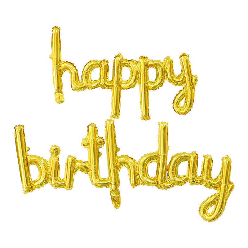 16吋細楷金色英文字母 happy birthday 氣球 - Turtle Balloon